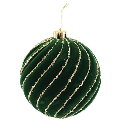 Velvet Christmas Bauble with Gold Glitter Swirl