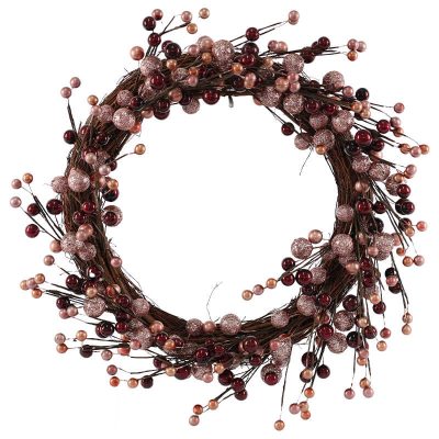 Elegant Red and Pink Berry Wreath – Winter Holiday Decoration