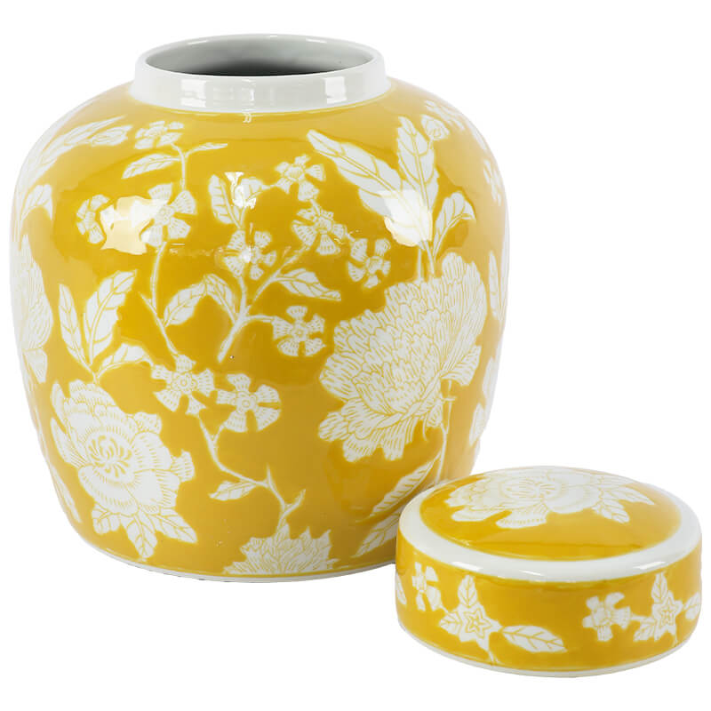 Qing Yellow Floral Ginger Jar