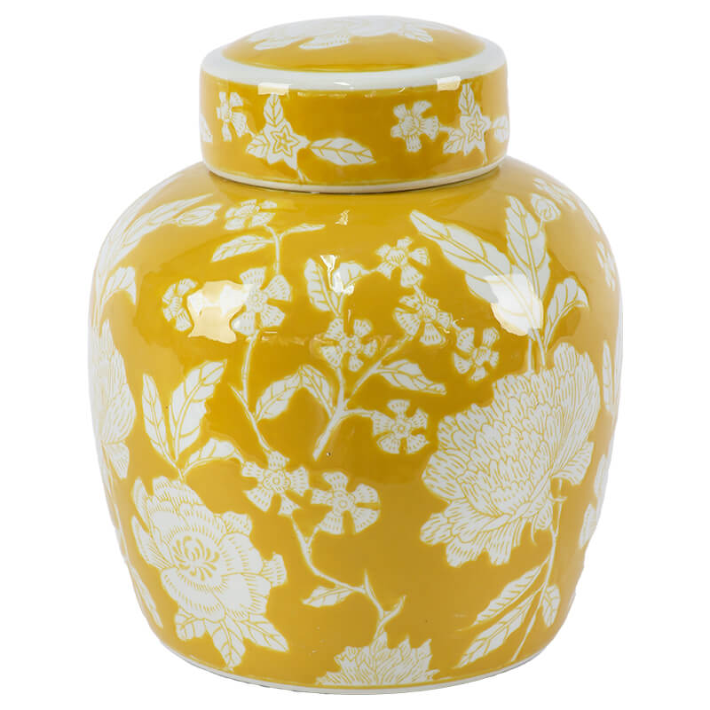 Qing Yellow Floral Ginger Jar