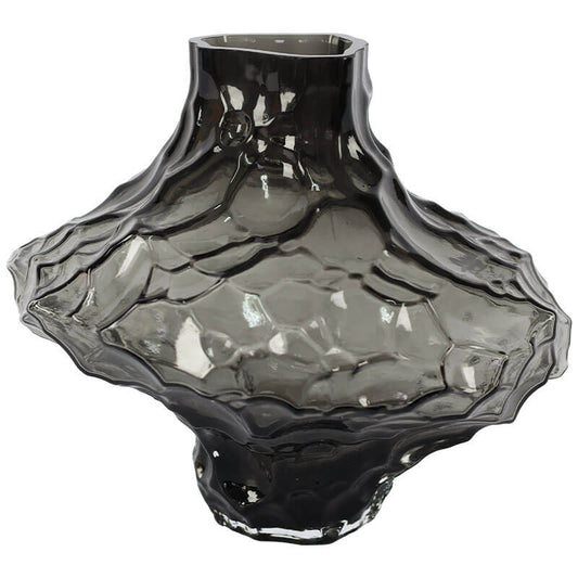 Smoky Hammered Glass Vase
