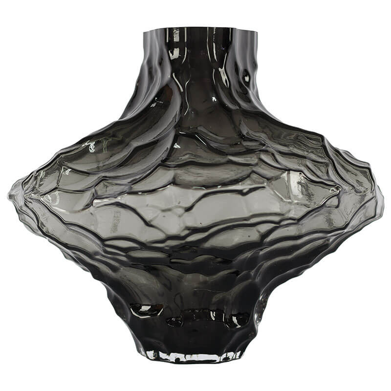 Smoky Hammered Glass Vase