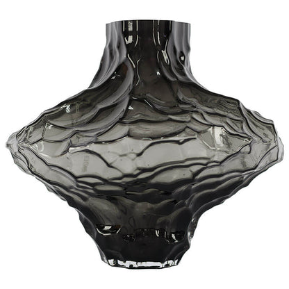 Smoky Hammered Glass Vase