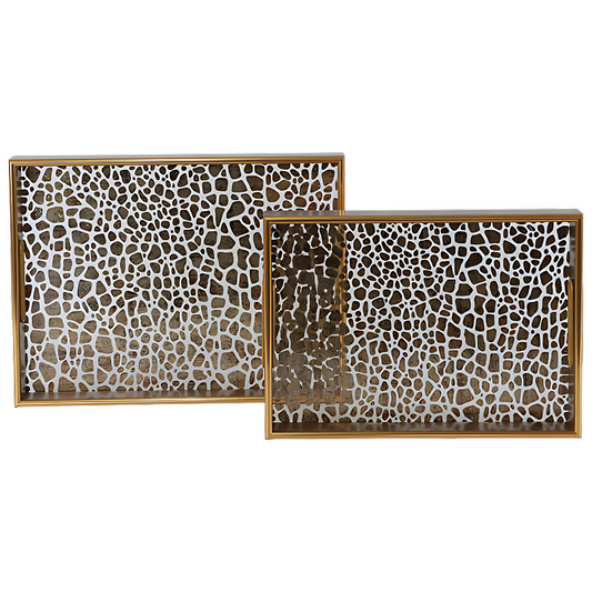 Luxury Gold and White Decorative Trays Set of 2